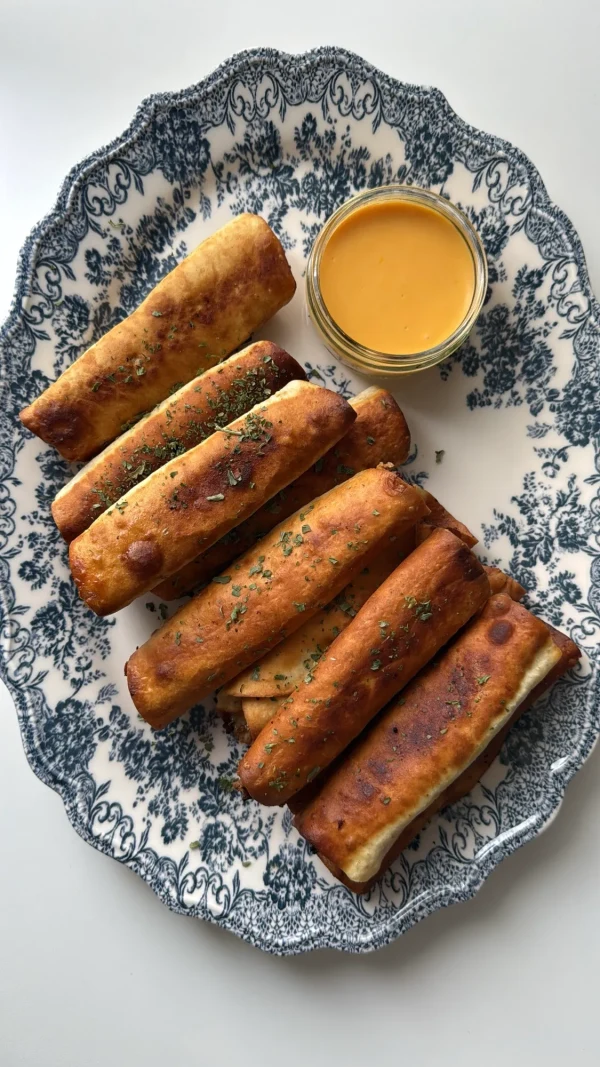 Cheesy Beef Taquitos with Cheddar Sauce cover