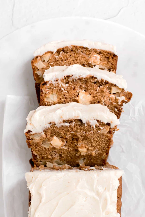 Apple Spice Loaf Cake with Brown Butter Cream Cheese Frosting cover