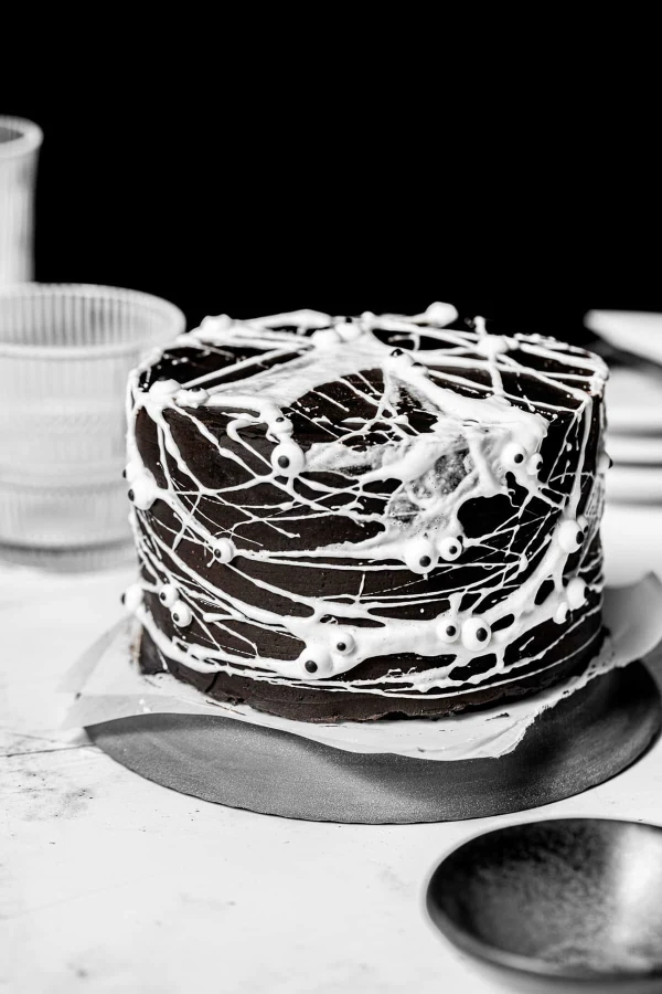 Black Cocoa Spider Web Cake cover