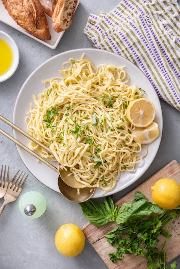 Fresh Herb Pasta with Garlic Lemon Sauce cover