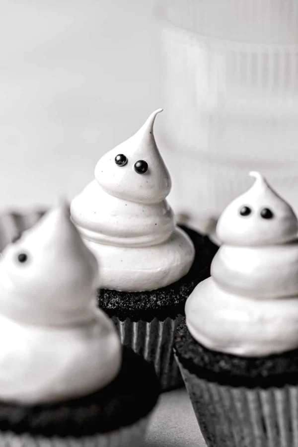 Chocolate Caramel Cupcakes with Meringue Ghosts cover