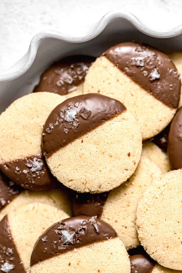 Chocolate Dipped Brown Butter Shortbread Cookies cover