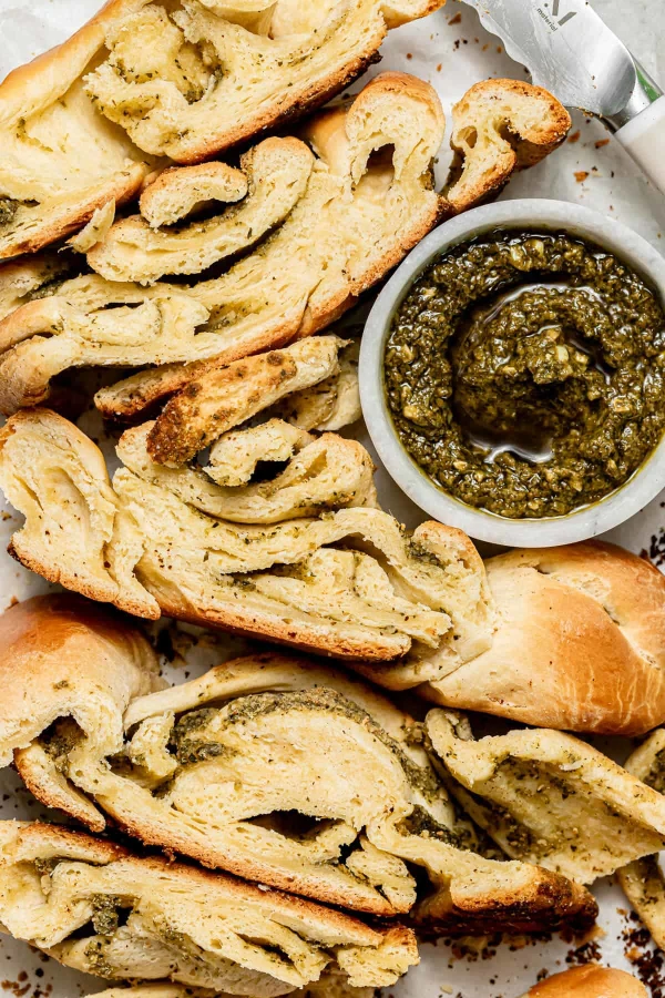 Pesto Brioche Swirl Bread cover