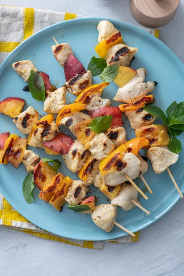 Chicken, Peach & Bell Pepper Skewers cover