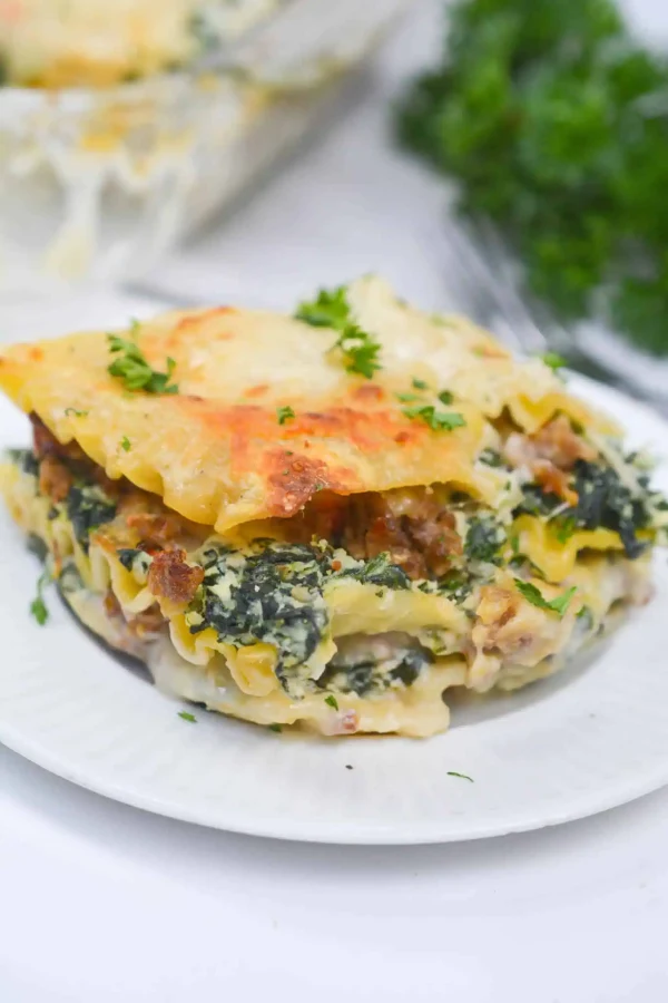 Sausage Vegetable White Sauce Lasagna cover
