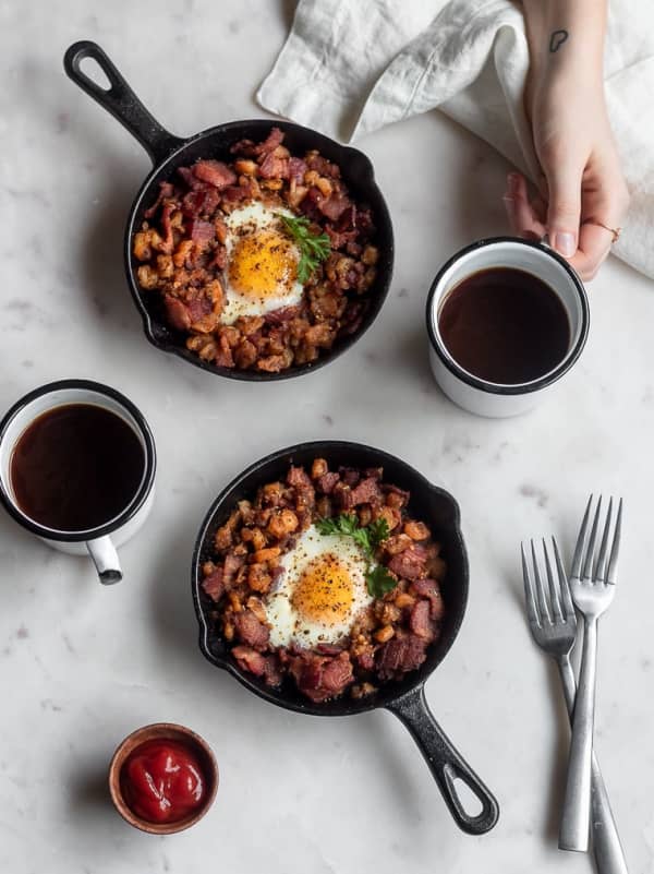 Bacon Hash Skillet With Runny Eggs & Harissa cover