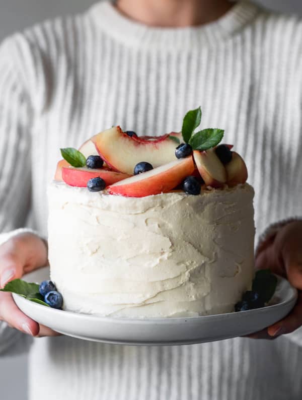 Vanilla Cake With Peach Filling & Caramelized White Chocolate Buttercream cover