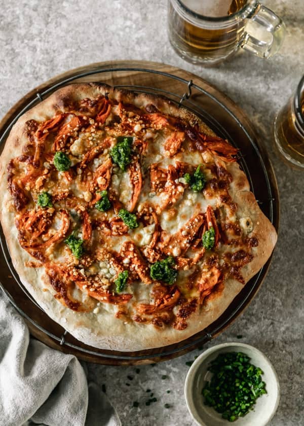 Buffalo Chicken Pizza With Chive Pesto cover