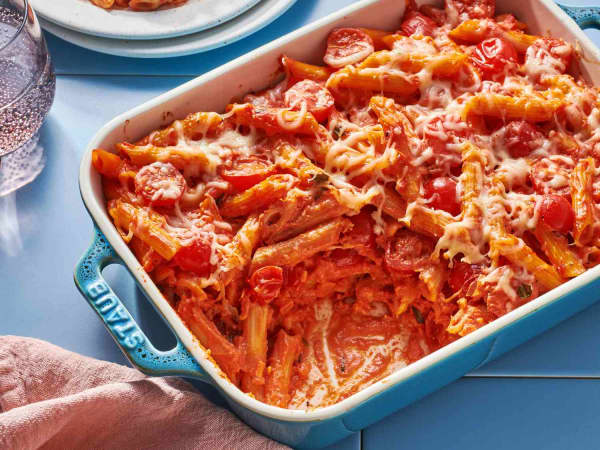 Creamy Pasta Bake with Cherry Tomatoes and Basil cover