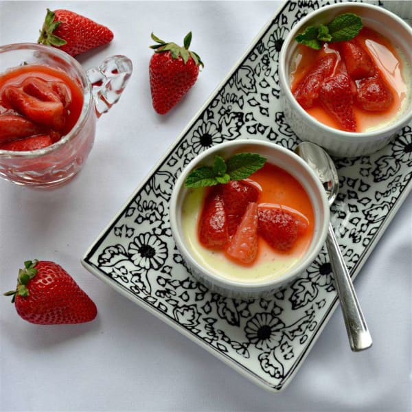 White Chocolate Panna Cotta with Stewed Strawberries cover